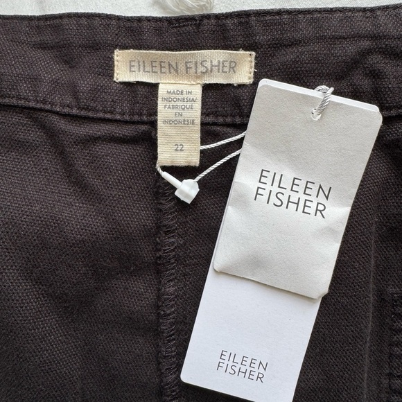 NWT Eileen Fisher Black High Waisted Cotton Hemp Tapered Ankle Pant Size 22 - Picture 9 of 11